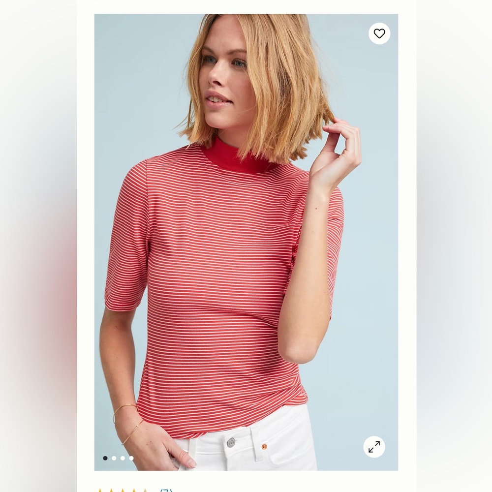 Anthropologie T.La red striped mock neck